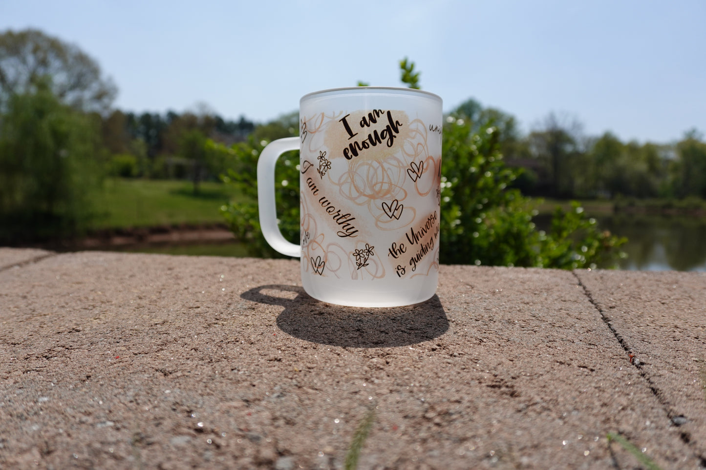 I Am Enough Frosted Glass Mug