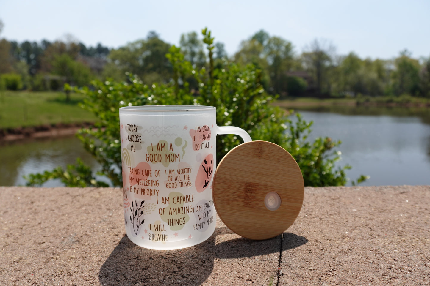 Mom Daily Affirmations Frosted Glass Mug